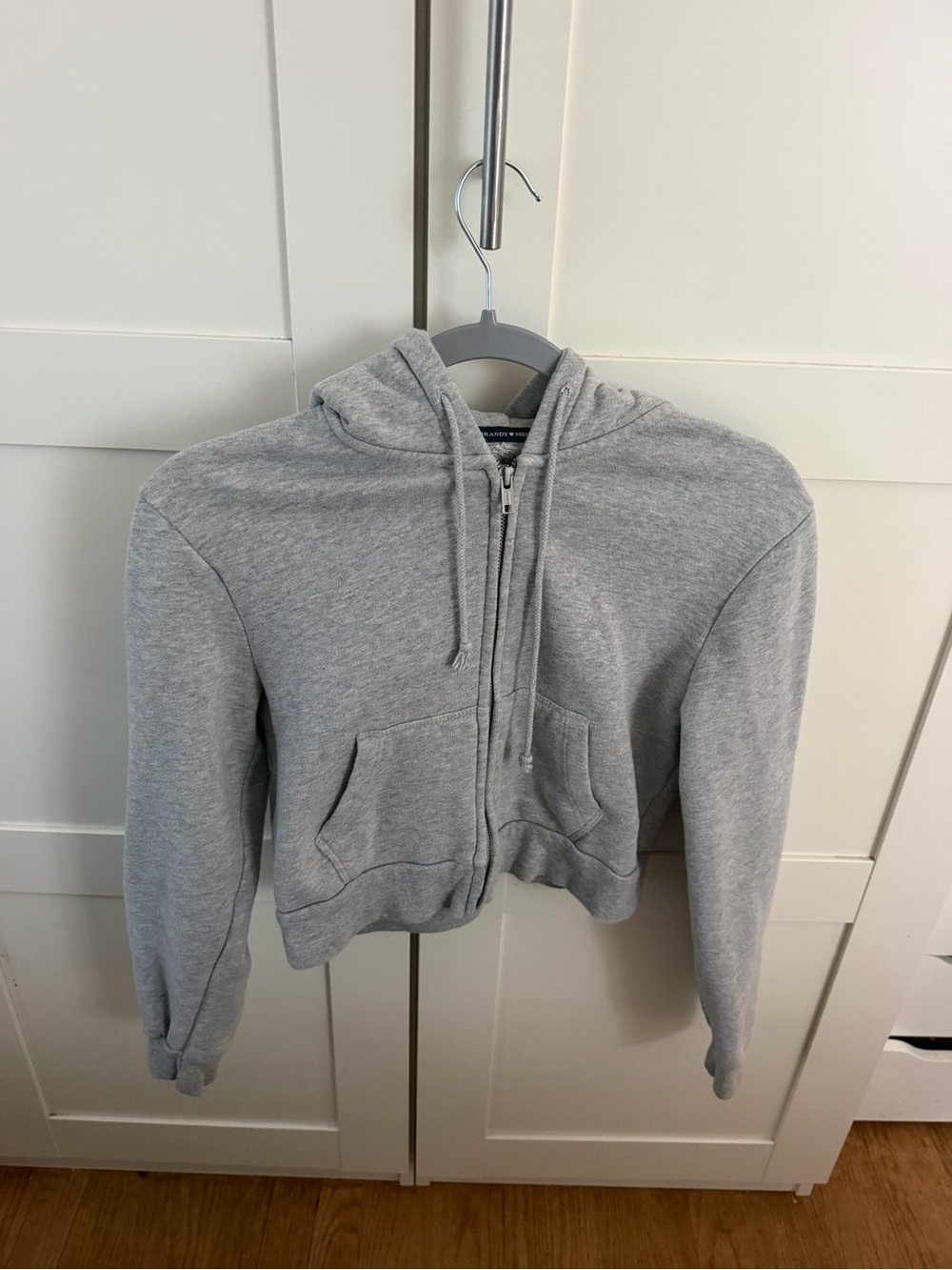 Brandy Melville Heather Gray Cropped Zip Hoodie